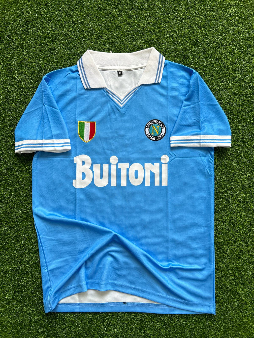 NAPOLI 1986-87 HOME KIT, HALFSLEEVE POLO EMBROIDERY