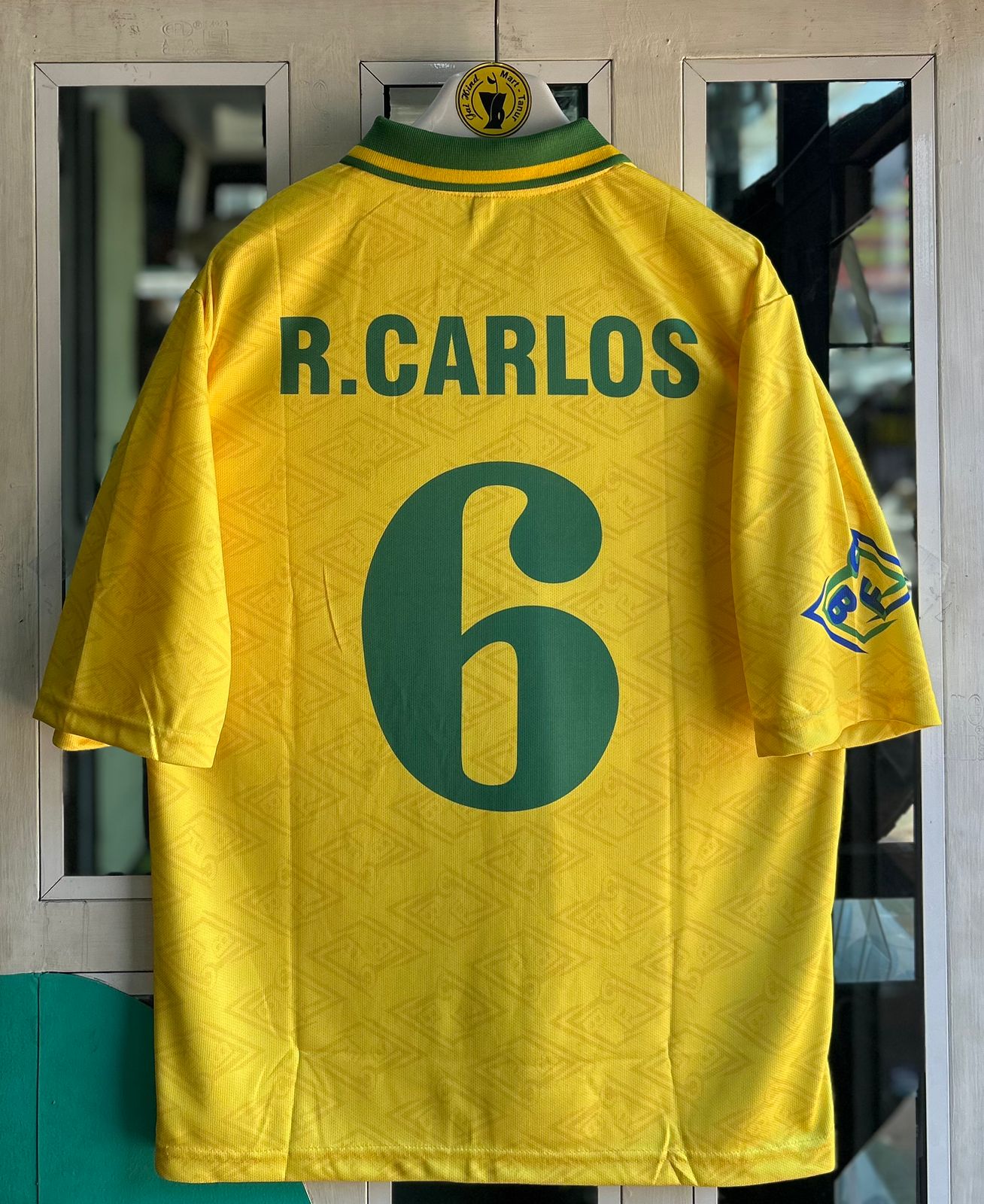 BRAZIL 1992 HOME KIT, FIVE SLEEVE POLO EMBROIDERY (SIGNATURE)