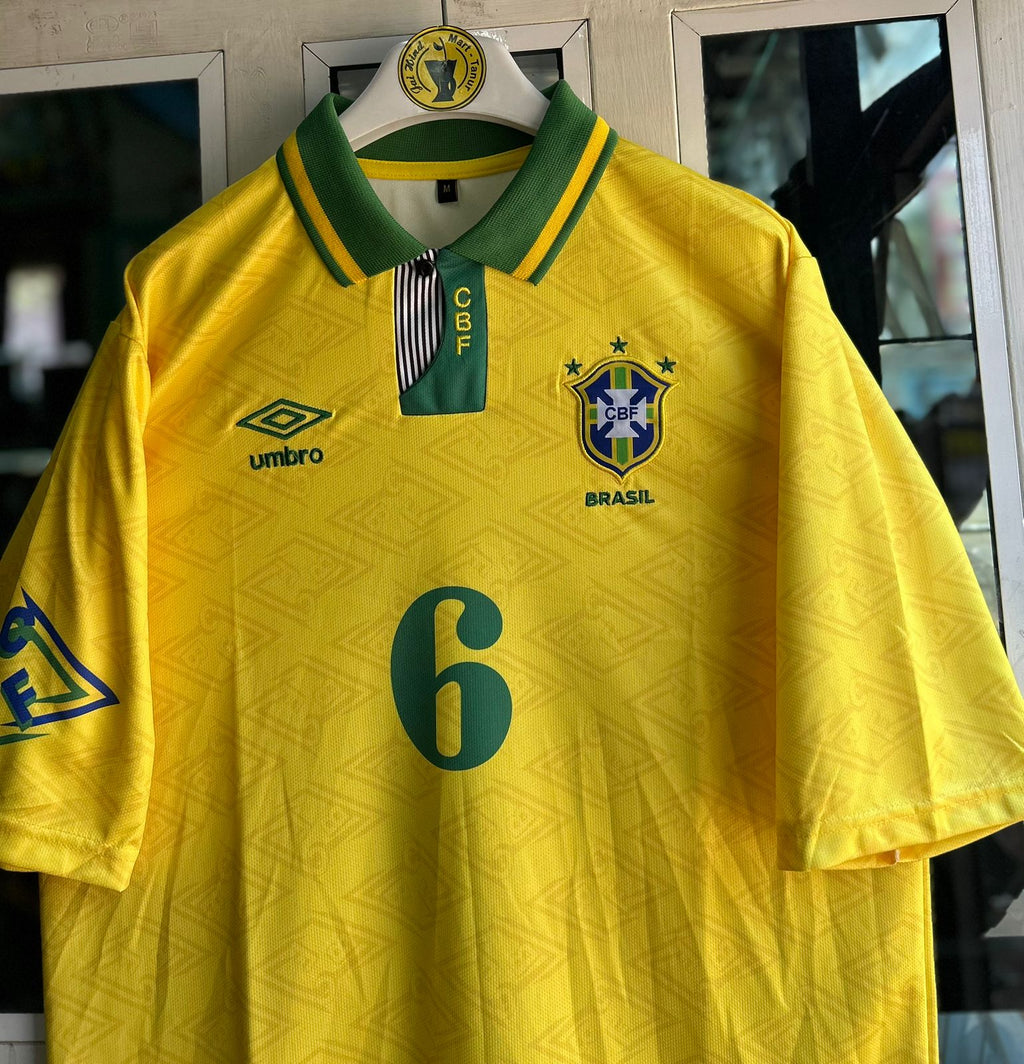 BRAZIL 1992 HOME KIT, FIVE SLEEVE POLO EMBROIDERY (SIGNATURE)