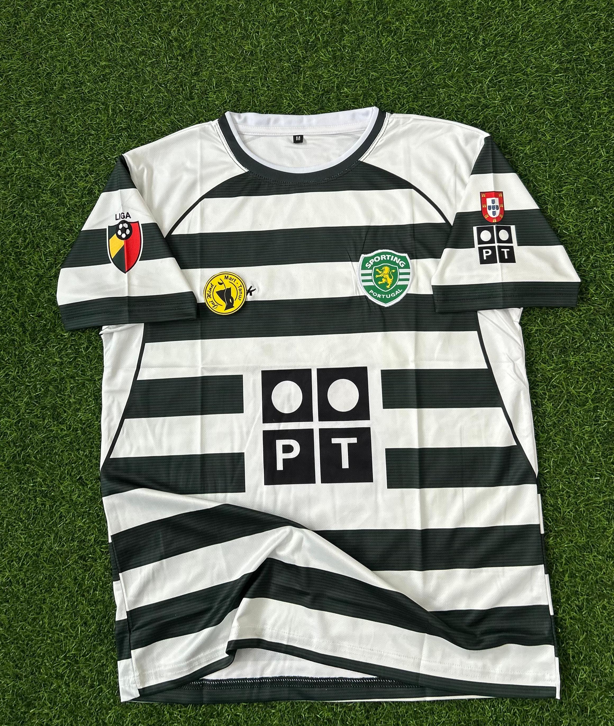 SPORTING 2001-03 HOME KIT, HALFSLEEVE EMBROIDERY