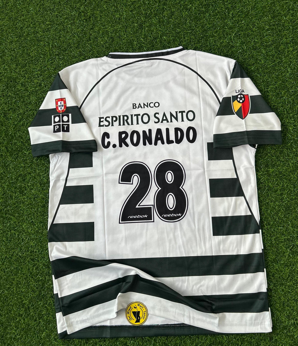 SPORTING 2001-03 HOME KIT, HALFSLEEVE EMBROIDERY