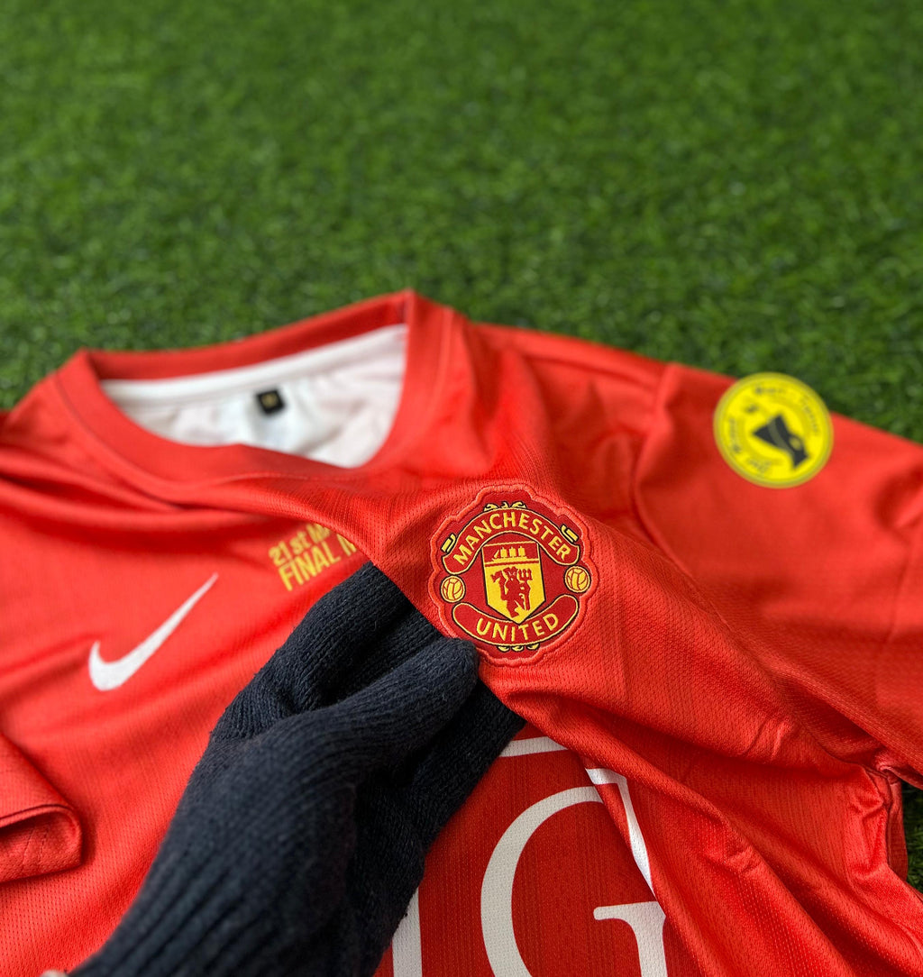 MAN UNITED 2007-08 HOME KIT, HALFSLEEVE EMBROIDERY