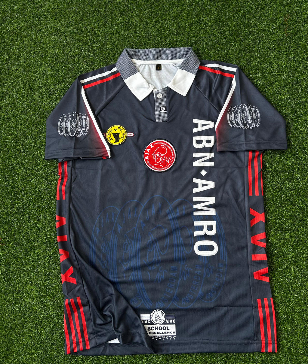 AJAX 1997-98 AWAY KIT, HALFSLEEVE POLO EMBROIDERY