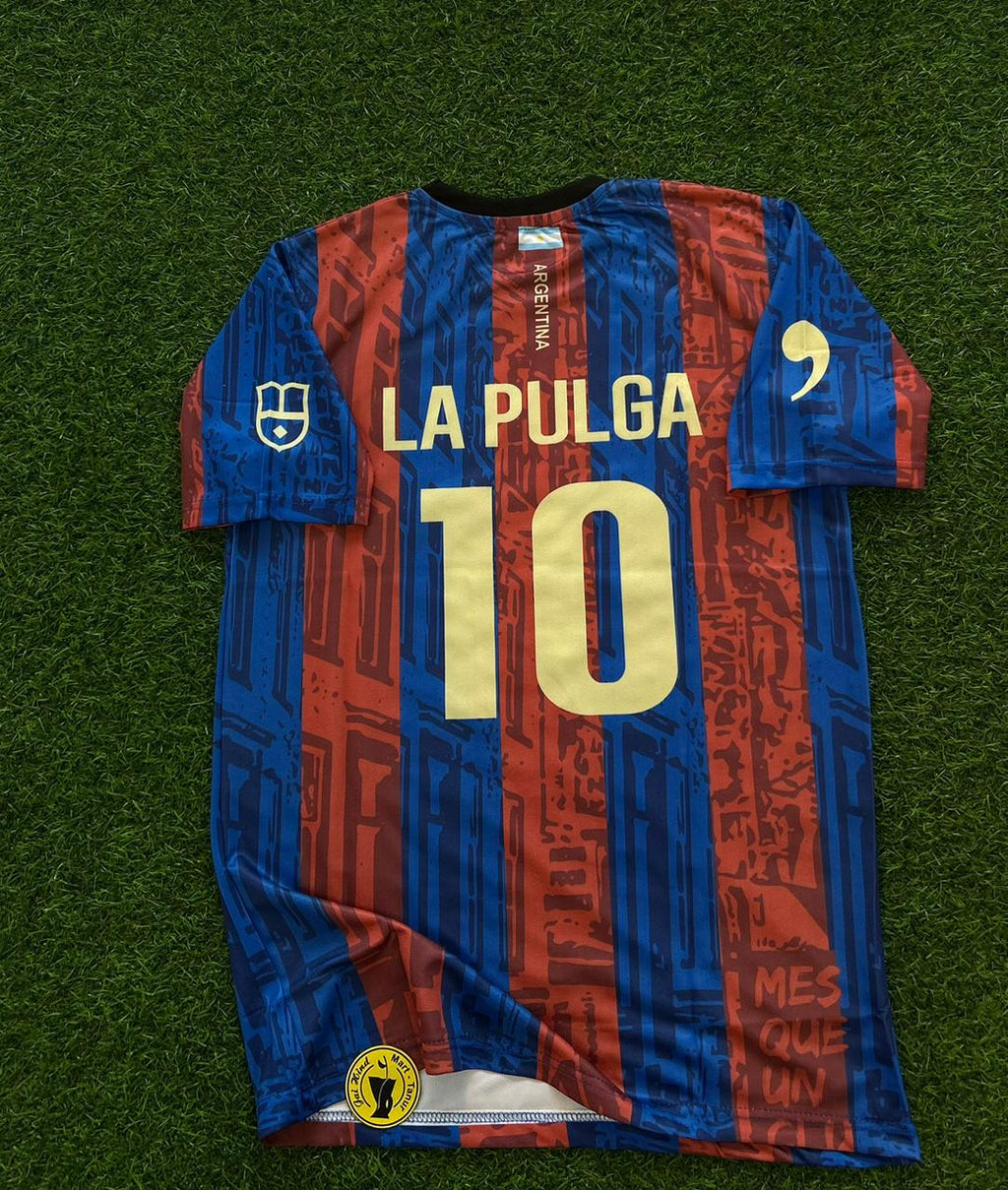 BARCELONA SPECIAL, LA PULGA JERSEY, MESSI TRIBUTE. HALFSLEEVE EMBROIDERY