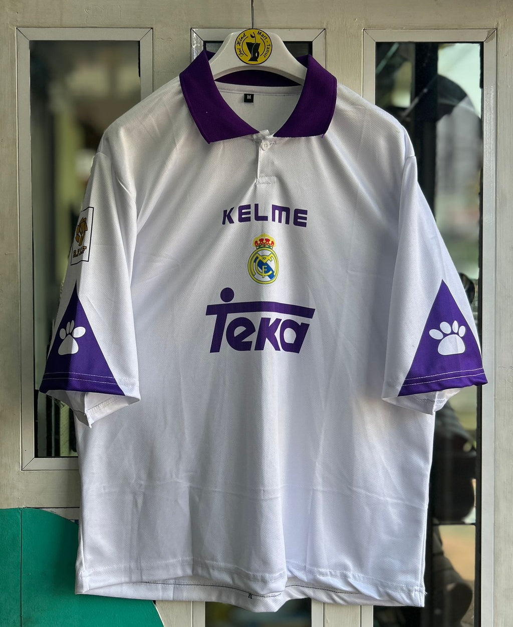 REAL MADRID 1997-98 HOME KIT, FIVE SLEEVE POLO SUBLIMATION