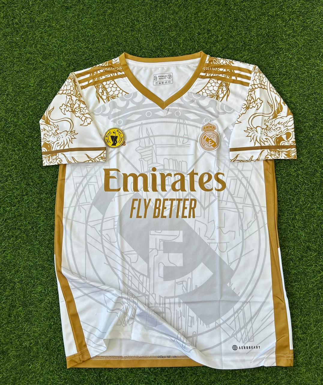 REAL MADRID 2024-25 GOLD DRAGON SPECIAL EDITION, HALFSLEEVE EMBROIDERY