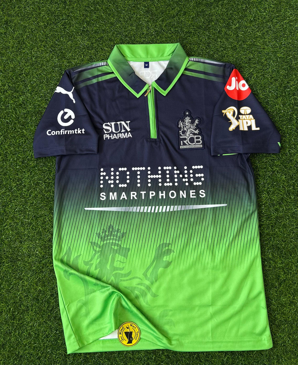 RCB 2026 IPL KIT GREEN. HALFSLEEVE POLO EMBROIDERY. (SIGNATURE EMBROIDERY)