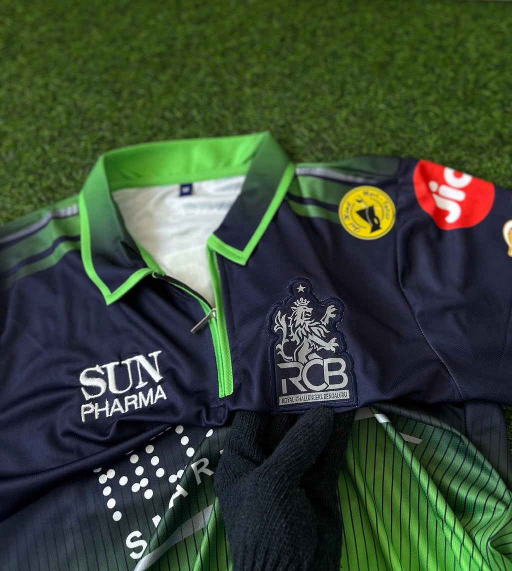 RCB 2026 IPL KIT GREEN. HALFSLEEVE POLO EMBROIDERY. (SIGNATURE EMBROIDERY)