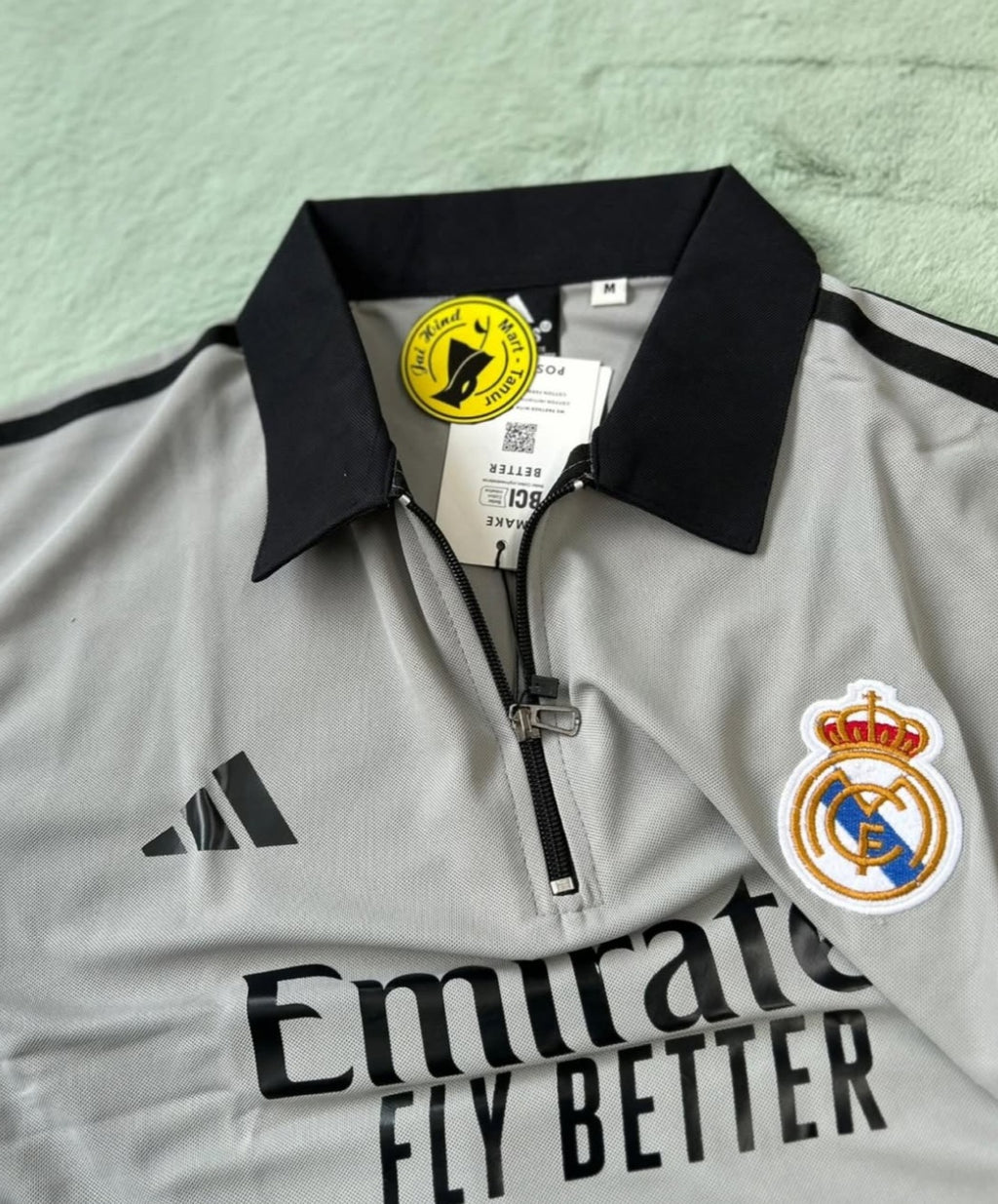 PRIMIUM FIVESLEEVE T-SHIRT. POLO EMBROIDERY,REAL MADRID LOGO