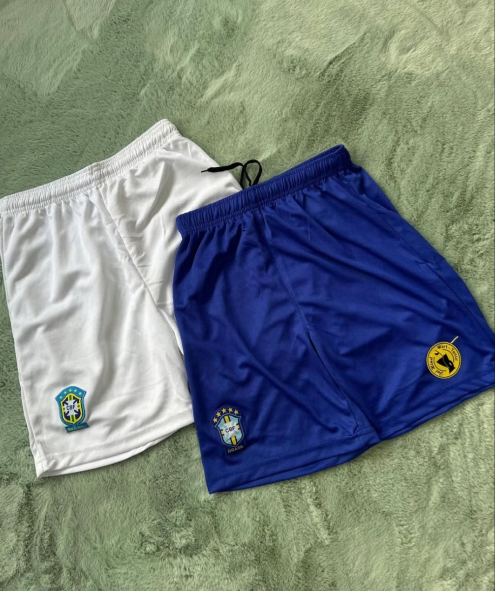 BRAZIL FOOTBALL SHORTS , DOTKNIT EMBROIDERY
