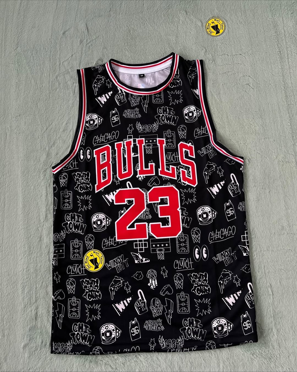 Chicago Bulls #23 Basketball Jersey – Doodle / Logo Mash Edition