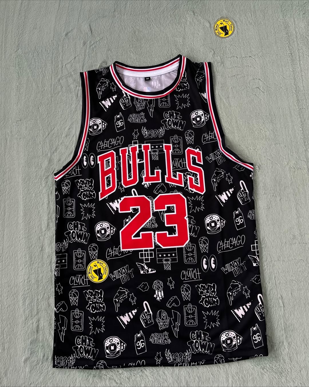 Chicago Bulls #23 Basketball Jersey – Doodle / Logo Mash Edition