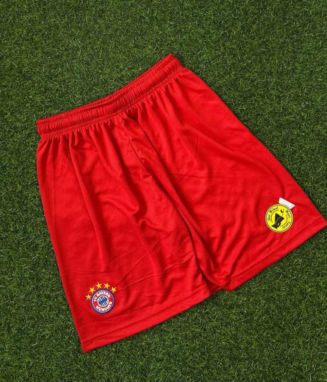 BAYERN MUNICH SHORT'S, RED. DOTKNIT EMBROILEDERY