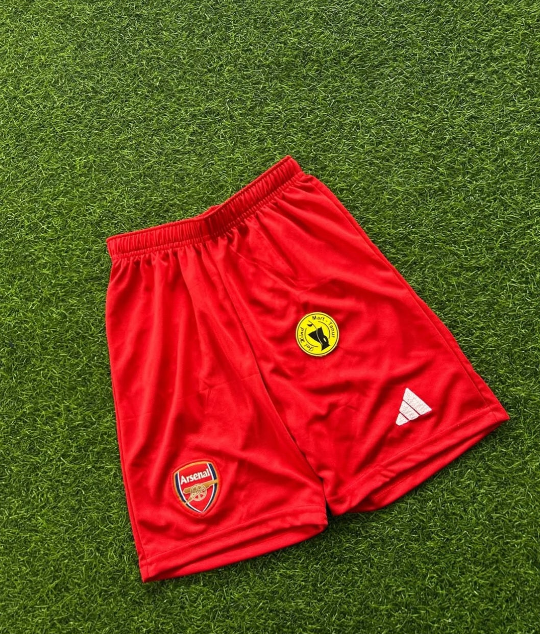 ARSENAL SHORT'S, RED. DOTKNIT EMBROILEDERY