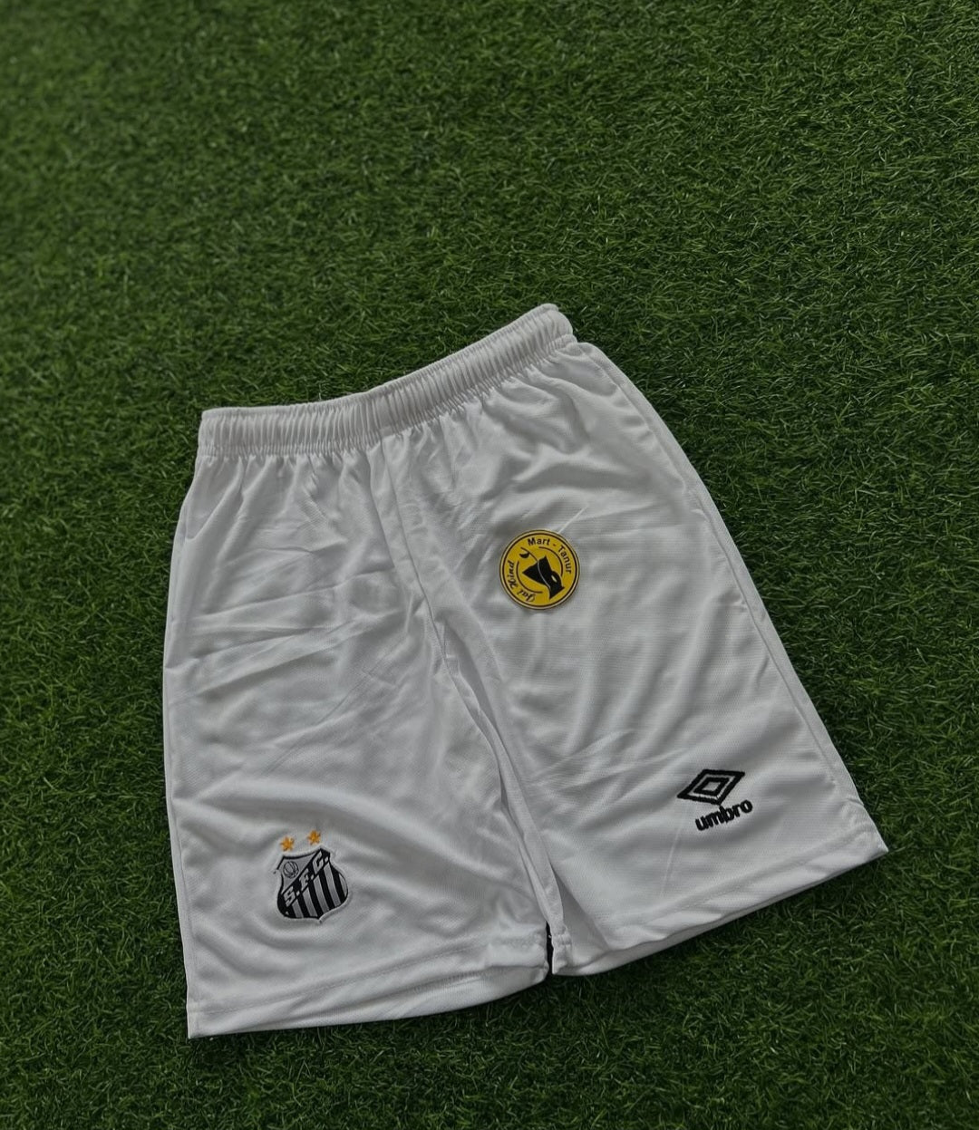 SANTOS FC SHORT'S, WHITE  DOTKNIT EMBROILEDERY